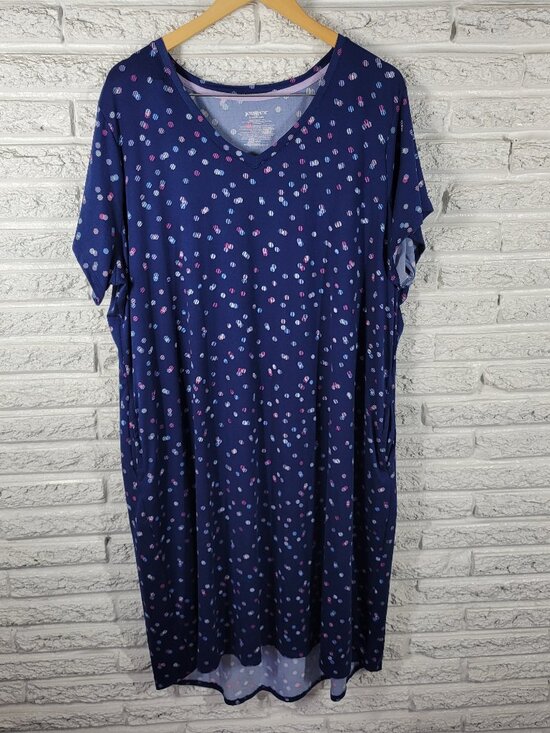 Joyspun Other - Joyspun Women's Plus Size 3X Nightgown Blue Pink Geometric Short Sleeve GEO61E